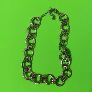Unisex Bottle Cap Style Silver Large Linked Circles Chain